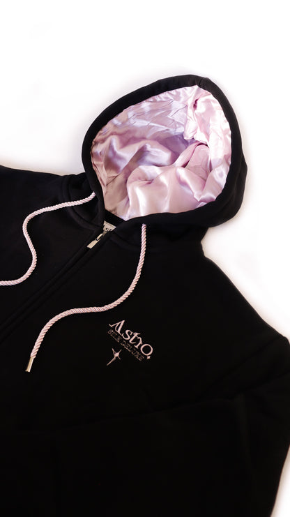 CALM - THE SILK VEST: VEST BLACK + SILK PALE PINK