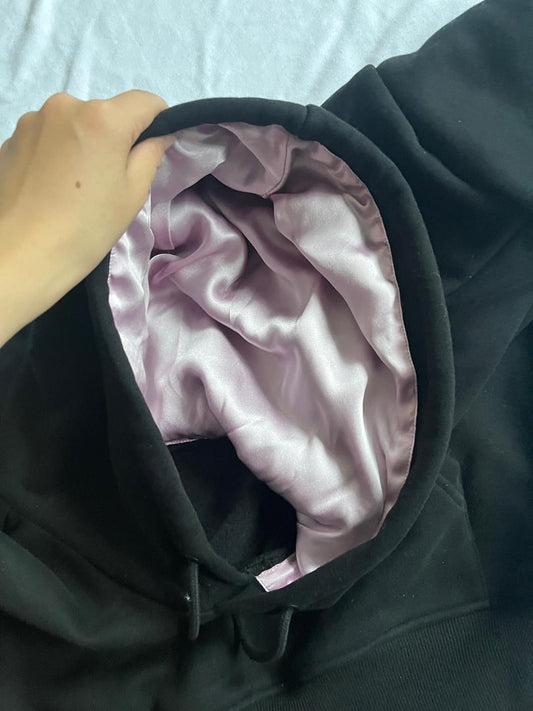 THE SILK VEST : VEST BLACK + SILK PALE PINK