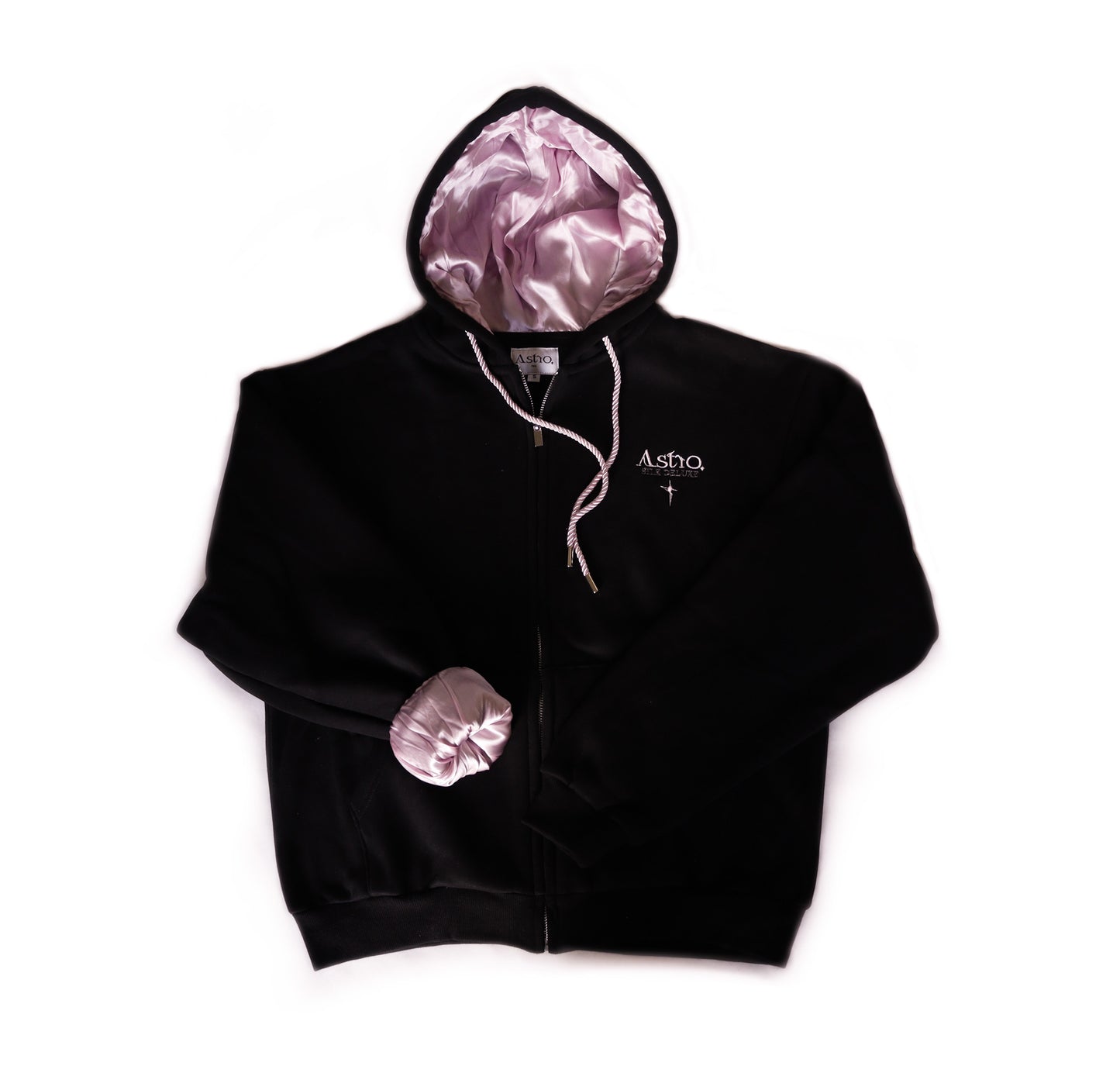 CALM - THE SILK VEST: VEST BLACK + SILK PALE PINK