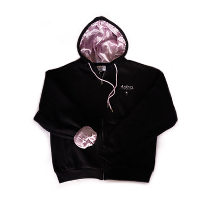 CALM - THE SILK VEST: VEST BLACK + SILK PALE PINK