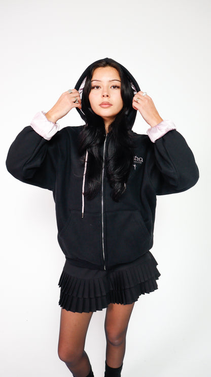 CALM - THE SILK VEST: VEST BLACK + SILK PALE PINK