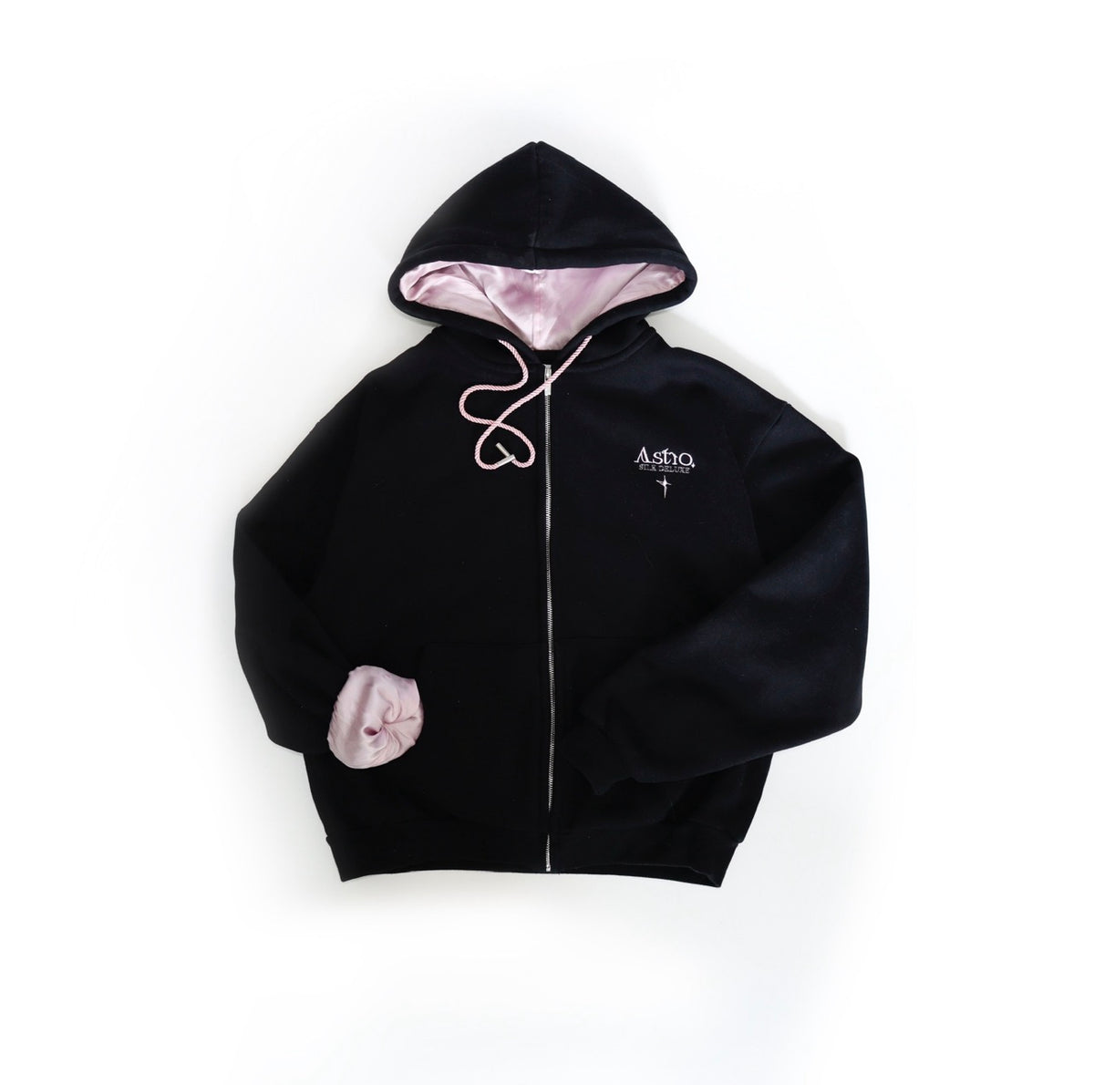 CALM - THE SILK VEST: VEST BLACK + SILK PALE PINK