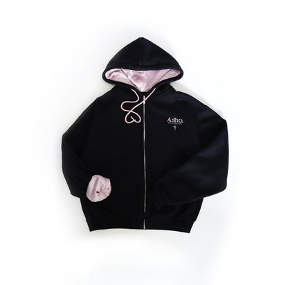CALM - THE SILK VEST: VEST BLACK + SILK PALE PINK