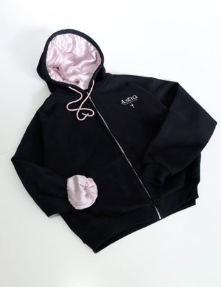 CALM - THE SILK VEST: VEST BLACK + SILK PALE PINK